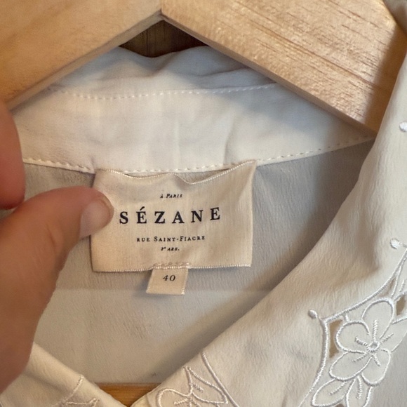 NWOT Sezane Elegant White Lace Collar Blouse 40 - Picture 5 of 9